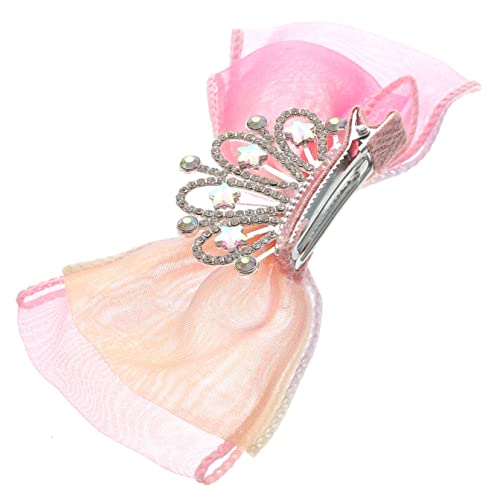 MERRYHAPY Haarschleifen mit Krone Süße Schleifen haarspangen für Mädchen Bequeme Haarclips Ziehfrei Farbverlaufsrosa Geeignet für Kleinkinder Geburtstage Weihnachten und Alltag von MERRYHAPY