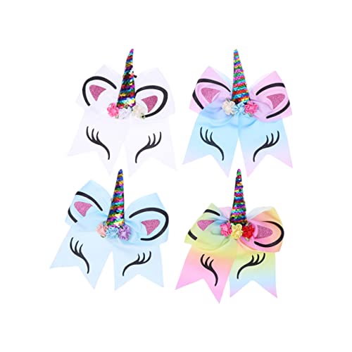 MERRYHAPY 6stücke Einhorn Haargummis Mit Glitzer-bow-haarband Für Mädchen Funkelnde Haaraccessoires Für Junge Mädchen Für Partys Festivals Und Alltag von MERRYHAPY