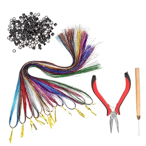 MERRYHAPY 1satz Haarverlängerungsset Mit Farbigen Strähnen Hitzebeständige Synthetische Haarteile Für Partys Und Festivals Inklusive Silikonclips Und Häkelnadel Für Damen Und Mädchen von MERRYHAPY