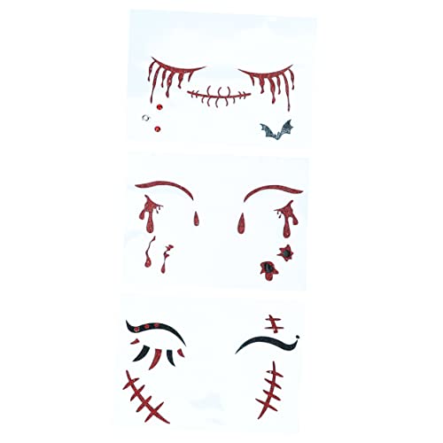 MERRYHAPY Halloween-aufkleber Fürs Gesicht 3er-set Temporäre Themen Für Maskenpartys von MERRYHAPY