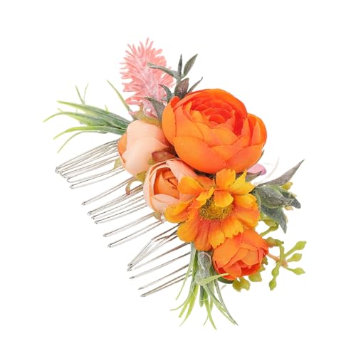 MERRYHAPY Handgefertigte Orangefarbene Blumen Haarspangen Boho Braut Haarschmuck für Frauen Blumenmädchen Vielseitige Hochzeit Accessoires für Urlaub Fotoshooting von MERRYHAPY