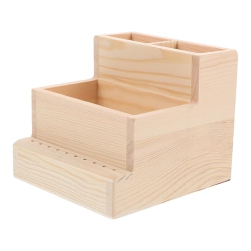 MERRYHAPY Holz Nagelbohrer Organizer Groß Fassungsvermögen Nagelpolierkopf Halter Robust für Maniküre Werkzeugaufbewahrung mit Integrierter Poliermaschine für Präzise Schnelle Nagelpflege von MERRYHAPY