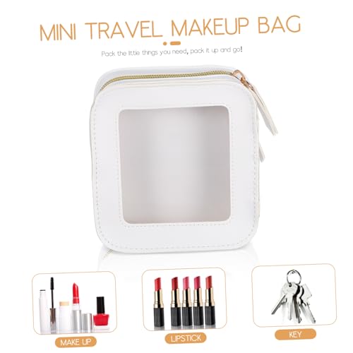 MERRYHAPY Kleine Transparente Make up Tasche mit Reißverschluss Kompakte Kosmetiktasche für Reisen PVC PU Material Vielseitiger Lippenstift Organizer Pflegeleicht und Geräumig für Damen von MERRYHAPY