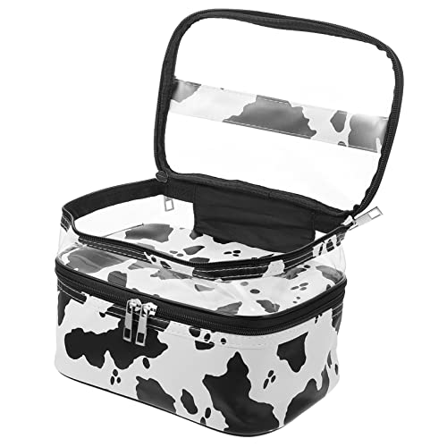 MERRYHAPY Kosmetiktasche Mit Kuhmuster Transparente Doppelschichtige Multifunktions-Aufbewahrungstasche Für Damen Und Herren Für Reisen Und Persönliche Pflege von MERRYHAPY