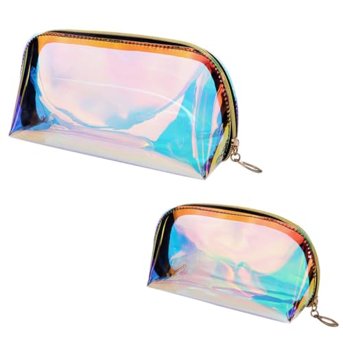 MERRYHAPY 2stücke Iridescent Transparent Toiletry Bag Wasserdichtes TPU Kosmetik-Organizer Für Reisen Und Stilvolle Aufbewahrungstaschen Für Damen von MERRYHAPY