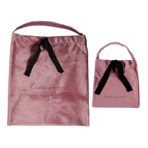 MERRYHAPY 2stücke Kosmetiktasche Vintage Samt Make-up Organizer Mit Zugband Für Und Toilettenartikel Rosa Klein Groß von MERRYHAPY