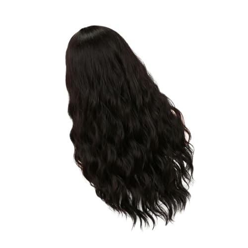 MERRYHAPY Lange Gewellte Perücke Für Damen Mittelscheitel Natürliche Haarstruktur Dunkelbraun Frisur Für Partys Und Alltag Aus Hochwertiger Kunstfaser Hitzebeständig von MERRYHAPY