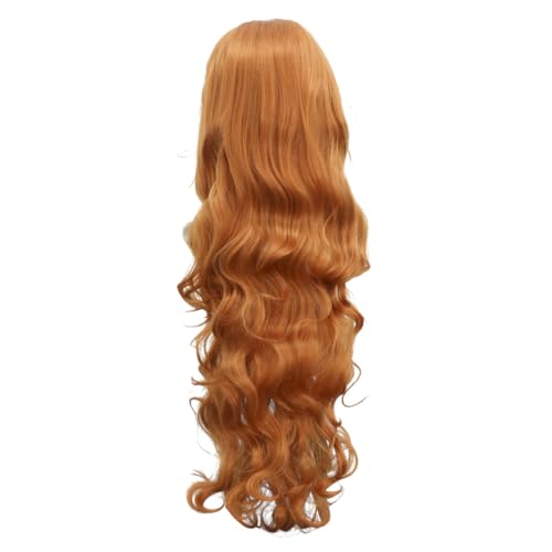 MERRYHAPY Lange Orangefarbene Lockige Cosplay Perücke mit für Frauen Hitzebeständige Synthetische Fasern Vielseitig Stylbar Geeignet für Kostüme Bühnenauftritte und Alltag von MERRYHAPY