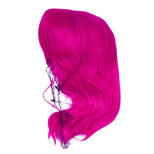MERRYHAPY Mädchen Kurz Wellig Perücke Mit Synthetische Haarperücke Für Cosplay Hitzebeständige Lockenperücke Für Frauen Atmungsaktiv Und Verstellbar Charmante Pinke Kurzhaarfrisur von MERRYHAPY