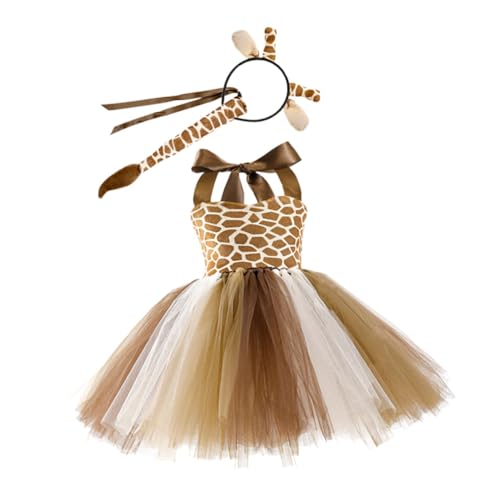 MERRYHAPY Mädchen Rentier Prinzessin Kostüm Tier Stirnband Kleid Partykleid Für Cosplay Bühnenauftritte von MERRYHAPY