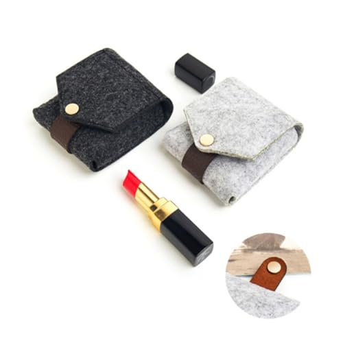 MERRYHAPY Mini Lippenstift Aufbewahrungstasche mit Spiegel Kompakte Make up Tasche mit Snap Button Verschluss Tragbare Kosmetiktasche für Damen Dunkelgrau Passend für Lippenstifte von MERRYHAPY