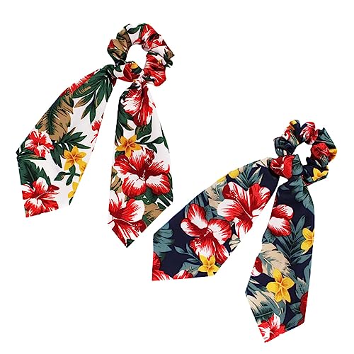 MERRYHAPY 2stücke Hawaiian Style Haarbänder Mit Blumenprint Dekorative Haargummis Für Frauen Weiß Elastische Haarschmuck Mit Schleifen-design Für Vielseitige Anlässe von MERRYHAPY