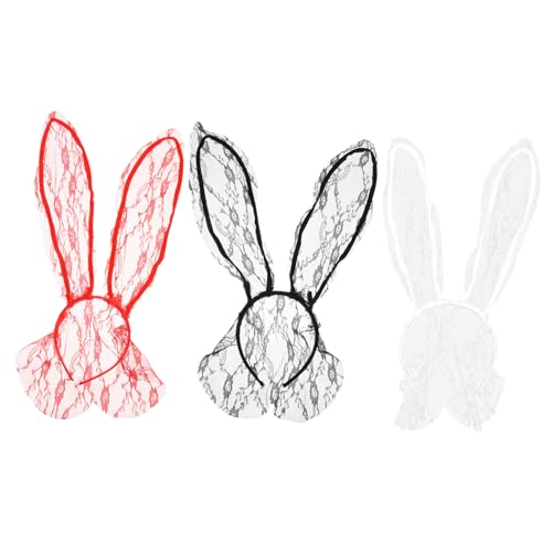MERRYHAPY 3stücke Kaninchenohr Stirnband Mit Spitze Schleier Haardekor Party Accessoires Für Festivals Geburtstage Hochzeiten Karneval Und Täglichen Gebrauch von MERRYHAPY