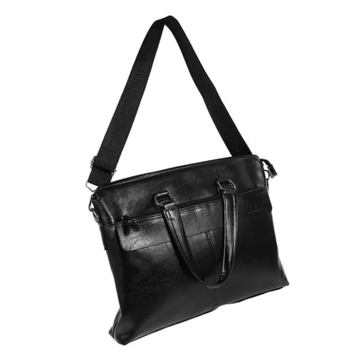 MERRYHAPY PU Leder Aktentasche Herren Business Handtasche mit Verstellbarem Abnehmbarem Schultergurt Doppeltem Griff Eleganter Schwarzer Notebook Tasche für Reisen und Bürogebrauch von MERRYHAPY