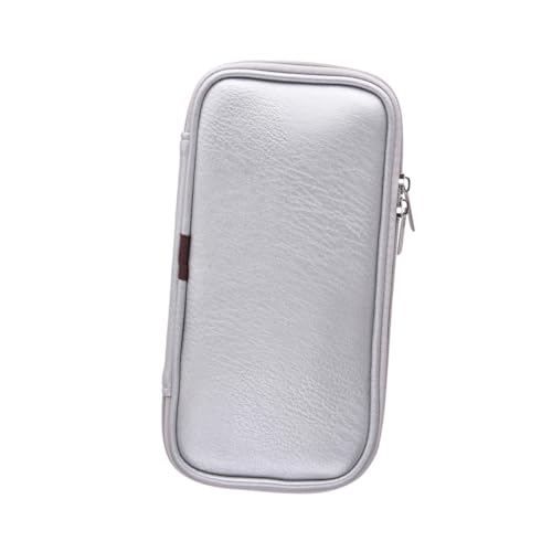 MERRYHAPY PU Leder Kosmetiktasche Silber Tragbare Schminktasche Make Up Pinsel Organizer Leicht Kompakt Mit Reißverschluss Für Reisen Und Zuhause von MERRYHAPY
