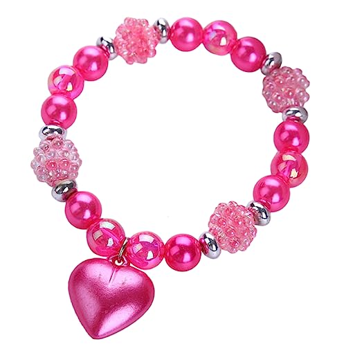 MERRYHAPY Perlenarmband für Mädchen Elastisches Herz Design Rosa Armband mit Perlen Leichter Langlebiger Harzschmuck Trendiges für Kindergeburtstag und Mädchen Modisches Damenarmband von MERRYHAPY