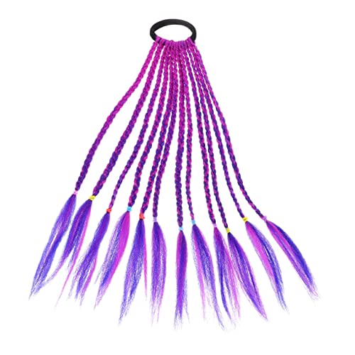 MERRYHAPY Perücke Haarschmuck Für Zöpfe Geflochtener Kopfschmuck Synthetisches Flechthaar Haargummis Für Mädchen Falsche Zöpfe Damen Kind Flechten Pferdeschwanz Violett Hochtemperaturdraht von MERRYHAPY