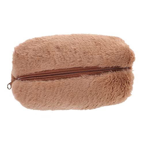 MERRYHAPY Reise-Kosmetiktasche Plüsch Für Damen Vielseitige Kultur Und Stifttasche Braun Aufbewahrung Von Kosmetik Handy Und Alltagsgegenständen von MERRYHAPY