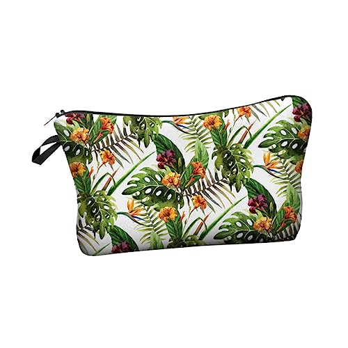 MERRYHAPY Tropische Blumendruck Kosmetiktasche Multifunktionale Reise-Organizer Für Makeup Und Toilettenartikel Tragbar Wasserabweisend Für Reisen Und Alltag von MERRYHAPY