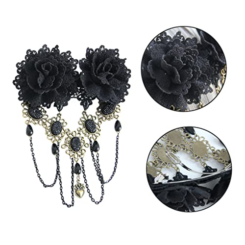 MERRYHAPY Rosen Haarspange Damen Spitzenhaarnadel mit Quasten Haarschmuck für Hochzeiten und Partys Schwarz Langlebig von MERRYHAPY