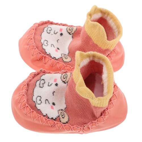 MERRYHAPY Rutschfeste Babysocken mit Weichem Boden Cartoon Motiv Elastisch für Herbst Winter Bequeme Krabbelschuhe für Jungen Sichere Hausschuhe Orange Kleines Schaf von MERRYHAPY