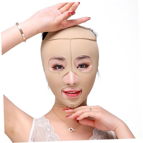 MERRYHAPY Schlanke Gesichtsmaske Für Gesichtsstraffung Elastische Maske in Hautfarbe Kinnstraffung V-gesichtsformer Mit Gürtelriemen Waschbar Mit Mildem Reinigungsmittel von MERRYHAPY