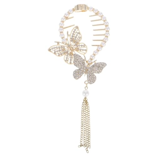 MERRYHAPY Haarspangen für Pferdeschwanz mit Schmetterlingsquaste Perlen Metall Vintage Haarschmuck für Mädchen Bräute Dekorative Haarnadeln für Hochsteckfrisuren von MERRYHAPY