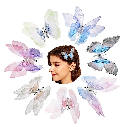 MERRYHAPY 7stücke Teiliges Glitzer Schmetterling Haarklammern Für Damen Bunte Haarspangen Effekt Süßes Haarschmuck Für Teenager Und Frauen Leicht Und Robust Für Verschiedene Anlässe von MERRYHAPY
