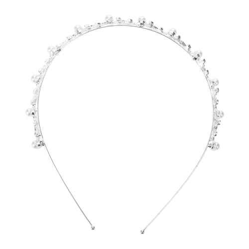 MERRYHAPY Silbernes Braut Haarband mit Perlen und Strass Eleganter Kopfschmuck für Hochzeit Diadem Tiara Bequemer Haarschmuck für Damen bei Verlobung und Festlichen Anlässen von MERRYHAPY