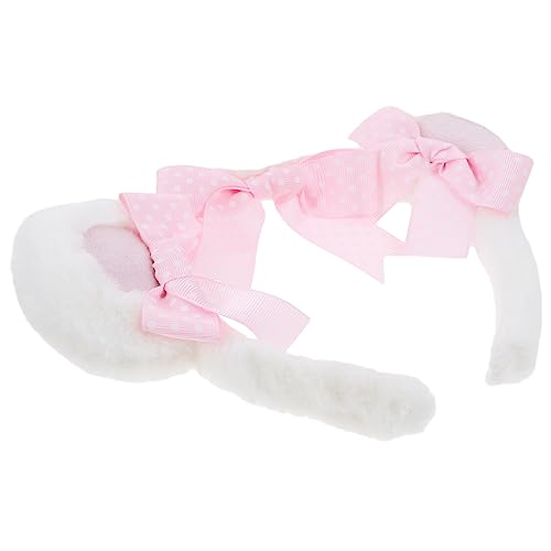 MERRYHAPY Kopfschmuck Verkleiden Katzenohr-stirnband Katzenohr-tiara Flauschiges Haarband Mit Bärenohren Party-stirnband Haarkamm Dusche Ohr-haarspangen Plüsch Weiß Krawatte Tier Mädchen von MERRYHAPY