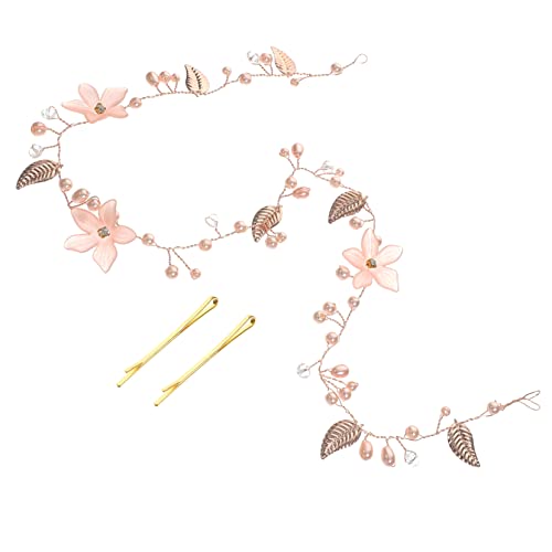 MERRYHAPY Stirnband Blumenkopfschmuck Mädchen Stirnbänder Blatt-haarband Haarrebe Der Braut Perle Haargummi Haarschmuck Für Die Hochzeit Haargummis Mit Perlen Haarrebe Legierung von MERRYHAPY