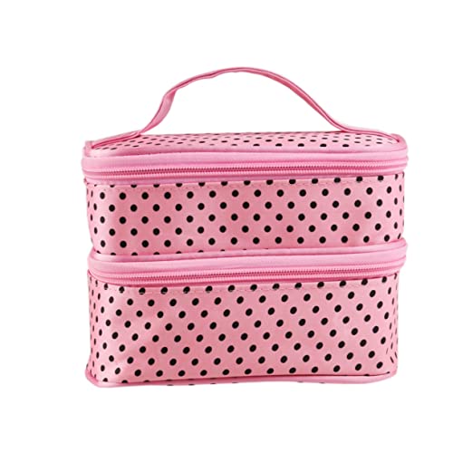 MERRYHAPY Handheld Kosmetiktasche Für Damen Doppellagige Tragbare Makeup-Organizer Für Reisen Toilettenartikel Und Kosmetik Mit Reißverschluss Und Spiegel von MERRYHAPY