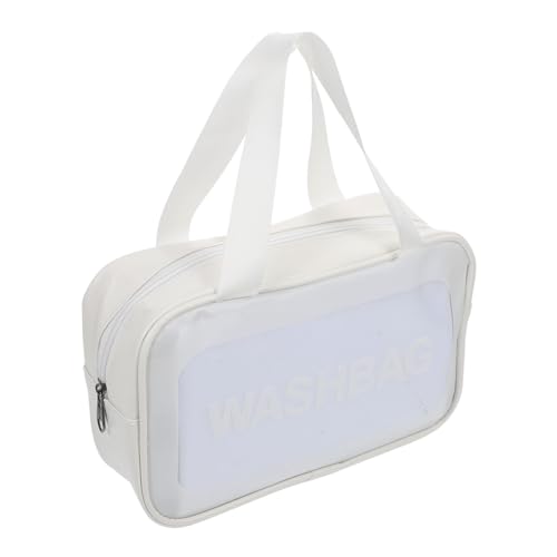MERRYHAPY Frosted Makeup Bag Für Damen Transparente wasserdichte Kosmetiktasche Mit Praktischem Organizer Für Und Zuhause Mittelgroß PVC Weiß von MERRYHAPY
