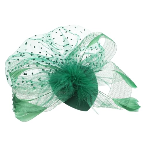MERRYHAPY Vintage Braut Fascinator Haarreif mit Elegantem Federbesatz Grün Kleines Hut Design für Hochzeiten Teepartys und Festliche Anlässe Sicherer durch Praktischen Clip Klassischer von MERRYHAPY
