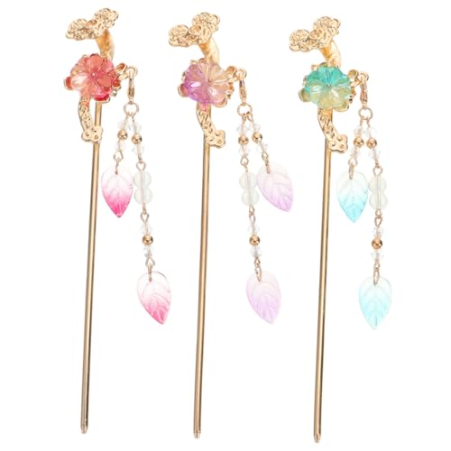 MERRYHAPY 3stücke Antike Blume Haarstäbchen Mit Quaste Für Frauen Vintage-stil Haarnadel Chinesische Haarzubehör Langer Haarstab Für Verschiedene Frisuren von MERRYHAPY