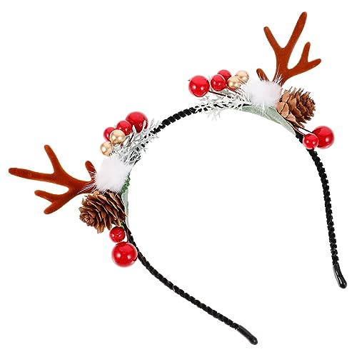 MERRYHAPY Weihnachts-haarreif Mit Rentiergeweih Dekoriert Mit Tannenzapfen Und Beeren Haarschmuck Für Festliche Anlässe Für Erwachsene Bringt Festliche Stimmung Weihnachtsfeier von MERRYHAPY