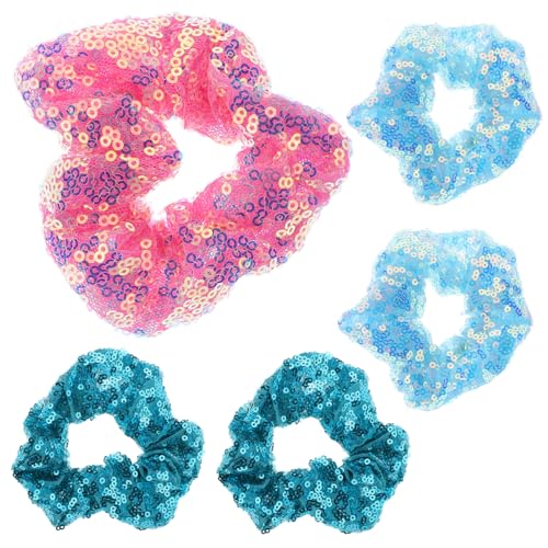 MERRYHAPY Modische Haargummis Mit Pailletten Bunte Haare Für Mädchen 5er-pack Haargummis Fluoreszierend Elastisch Haar-accessoires Für Mädchen Zufällige Farbe von MERRYHAPY