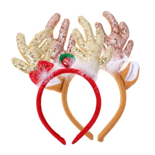 MERRYHAPY Weihnachts Haarschmuck Festlicher Haarreif Mit Goldenen Pailletten Und Elch Geweihen Ideal Für ädchen Perfekt Als Haaraccessoire Für Weihnachten von MERRYHAPY