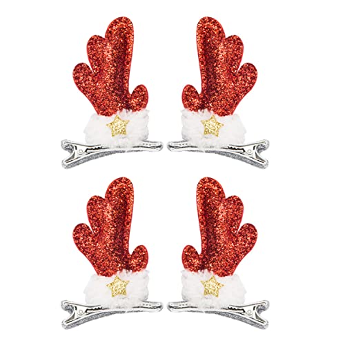 MERRYHAPY 2paare Weihnachts-haarspangen Mit Cartoon-rentiergeweih Glitzer-haarclips Für Mädchen Festliche Haarschmuck-accessoires Für Weihnachten Teiliges von MERRYHAPY
