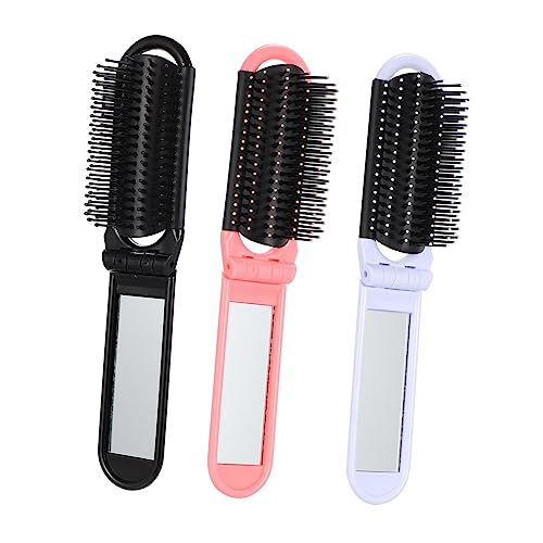 MERRYHAPY Zusammenklappbare Haarbürste Mit Spiegel 6-teilig Tragbarer Haarkamm Kompakte Reise-haarbürste Für Auto Trainingstasche Geldbörse von MERRYHAPY