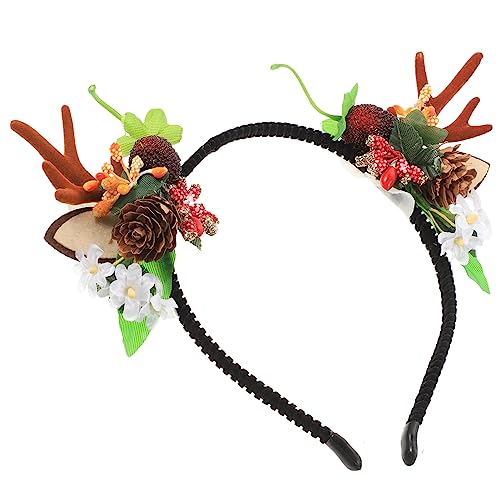MERRYHAPY Zweig Geweih Stirnband Geweih Cosplay Stirnband Hirsch Ohren Mädchen Stirnbänder Geweih Haarreifen Hirschohren Stirnband Waldfee Kostüm Blumenkopfschmuck Mädchen-outfit Stoff von MERRYHAPY
