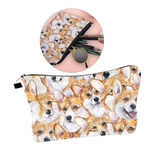 MERRYHAPY wasserdichte Kosmetiktasche Cartoon Corgi Muster Reise Schminktasche Tragbar Aufbewahrungstasche Kosmetiktasche Organizer Für Reisen Urlaub Camping von MERRYHAPY