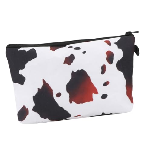 MERRYHAPY wasserdichte Kulturtasche mit Kuhmuster Tragbare Make up Tasche mit Reißverschluss Geräumiger Reise Organizer für Damen und Herren Stehende Schminktasche für Kurztrips von MERRYHAPY