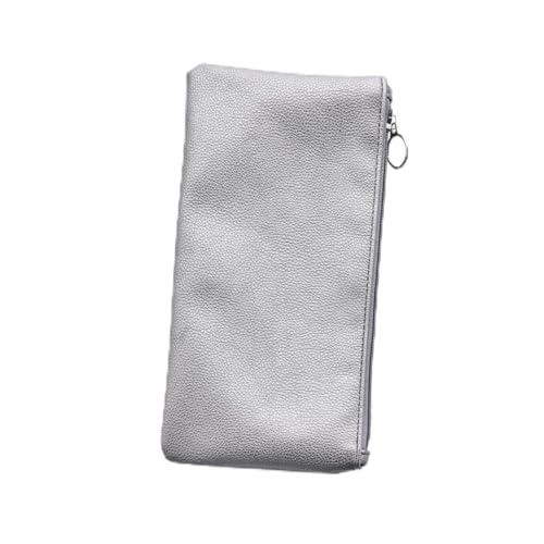 MERRYHAPY wasserdichte PU Leder Kosmetiktasche mit Reißverschluss Multifunktionale Schminktasche für Damen Leichte Makeup Bag Kompakter Kulturbeutel für Reisen und Alltag Silberfarben von MERRYHAPY