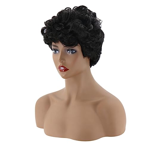 echthaarperücke curly wig Perücke mit lebensechtem Aussehen Frauen, die Haarperücke stylen Haarschleife aus weißer Spitze perücken Modische Haarperücke Frauenhaarperücke Black MERRYHAPY von MERRYHAPY