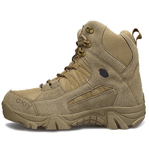 MERRYHE High Top Outdoor Taktische Stiefel Armee Militärstiefel Camping Kampfstiefel Anti-Slip Lace Up Polizeistiefel Für Männer Klettern Schuhe,Brown-42 von MERRYHE