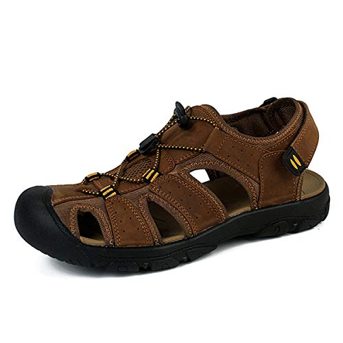 MERRYHE Mens Sports Outdoor Sandalen, Sommer Athletic Sandalen, atmungsaktive Strandschuhe, Plus Size Casual Walking Sandalen, Outdoor Closed-Toe Schuhe rutschfeste Wandern Trekking Schuhe,Brown1-50 von MERRYHE