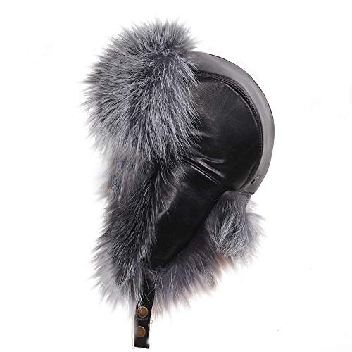 MERRYLAND Mütze ECHTFELL Leder Fliegermütze für Männer Pilotenmütze Hat Real Fur Leather Trappermütze Handmade Echt Fell Waschbär Raccoon Pelz von MERRYLAND