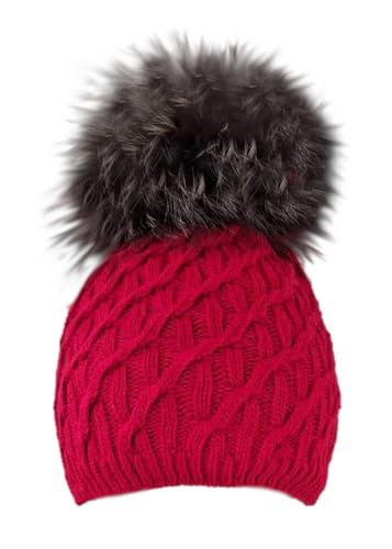 MERRYLAND Mütze Echtfellbommel Pudelmütze ECHTFELL Bommelmütze Hat Beanie Real Fur Pom Pom Handmade Fellbommel Pelzmütze Echt Fell Strickmütze Bommel Pelzbommel Fellbommelmütze Pelz Fellmütze von MERRYLAND