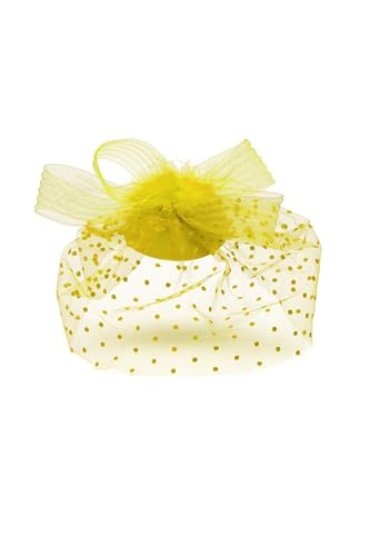 Damen Vintage Hut mit Haarclip Schleier Spange haarschonend (gelb) von MERSADA